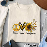 Peace love Sunflower sublimation design, png for sublimation, Retro sunflower PNG, hobbies vibes png