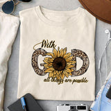 With God all things are possible sublimation design, png for sublimation, Retro sunflower PNG, hobbies vibes png