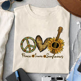 Peace love Sunflowers sublimation design, png for sublimation, Retro sunflower PNG, hobbies vibes png