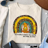 In the world where you can be anything be kind sublimation design, png for sublimation, Retro sunflower PNG, hobbies vibes png