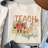 Teach love inspire sublimation design, png for sublimation, Retro teacher PNG, Teacher life PNG