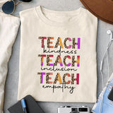 Teach kindness Teach inclusion Teach empathy Sublimation design, png for sublimation, Retro teacher PNG, Teacher life PNG