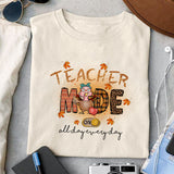 Teacher mode All day every day sublimation design, png for sublimation, Retro teacher PNG, Teacher life PNG