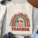 Peace Love Joy Christmas Teacher sublimation 1 design, png for sublimation, Christmas teacher PNG, Christmas SVG, Teacher Svg