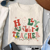 Holly_Jolly_teacher_sublimation_1 design, png for sublimation, Christmas teacher PNG, Christmas SVG, Teacher Svg