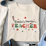 Santa_s_favorite_teacher_sublimation_1 design, png for sublimation, Christmas teacher PNG, Christmas SVG, Teacher Svg