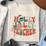 Holly Jolly teacher sublimation 1 design, png for sublimation, Christmas teacher PNG, Christmas SVG, Teacher Svg