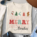 Merry teacher sublimation 1 design, png for sublimation, Christmas teacher PNG, Christmas SVG, Teacher Svg