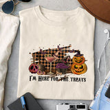 I'm Here for the treats sublimation design, png for sublimation, Vintage Halloween design, Halloween styles