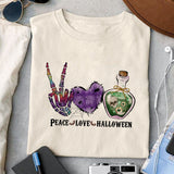 Peace Love Halloween sublimation design, png for sublimation, Vintage Halloween design, Halloween styles