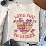 Love you to pieces sublimation design, png for sublimation, Valentine PNG, Retro Valentine Mama PNG