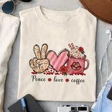 Peace love coffee sublimation design, png for sublimation, Valentine PNG, Valentine coffee PNG