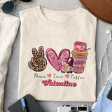 Peace love Coffee valentine sublimation design, png for sublimation, Valentine PNG, Valentine coffee PNG