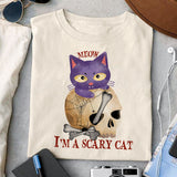 Meow, I'm a scary cat sublimation design, png for sublimation, Halloween characters, Witch cat, Spooky design