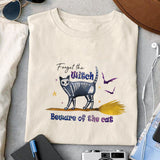 Forget the witch beware of the cat sublimation design, png for sublimation, Halloween characters, Witch cat, Spooky design