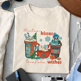 Winter kisses snowflakes wishes sublimation 