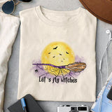 Let's fly witches sublimation design, png for sublimation, Witch PNG, Halloween characters PNG
