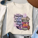 Fueled by pumpkin spice and Witchy vibes sublimation design, png for sublimation, Witch PNG, Halloween characters PNG