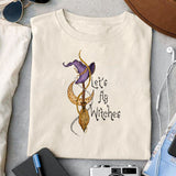 Let's fly witches sublimation design, png for sublimation, Witch PNG, Halloween characters PNG