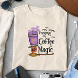 Running on coffee & magic sublimation design, png for sublimation, Witch PNG, Halloween characters PNG