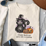 A little black cat goes with everything sublimation design, png for sublimation, Witch PNG, Halloween characters PNG