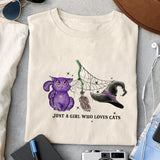 Just a girl who loves cats sublimation design, png for sublimation, Witch PNG, Halloween characters PNG