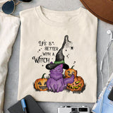 Life is better with a witch sublimation design, png for sublimation, Witch PNG, Halloween characters PNG