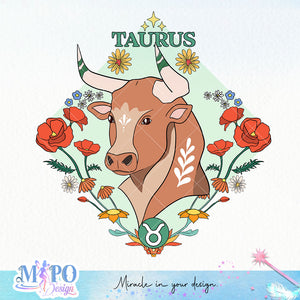 Taurus sublimation design, png for sublimation, Zodiac PNG, Birthday PNG