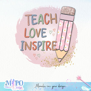 Teach Love Inspire sublimation design, png for sublimation, Retro teacher PNG, Teacher life PNG