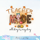 Teacher mode All day every day sublimation design, png for sublimation, Retro teacher PNG, Teacher life PNG