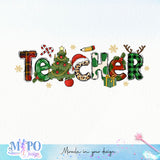 Teacher sublimation design, png for sublimation, Christmas PNG, teacher Christmas PNG