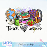 Teach love inspire sublimation design, png for sublimation, Retro Halloween design, Halloween styles