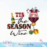 Tis the season wine sublimation design, png for sublimation, Christmas PNG, Christmas wine PNG