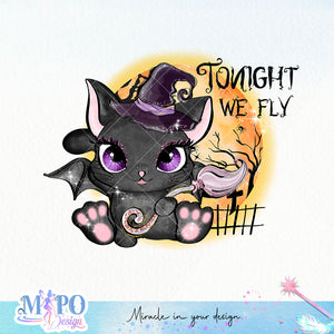 Tonight we fly sublimation design, png for sublimation, Witch PNG, Halloween characters PNG