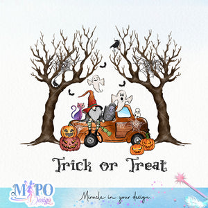 Trick or Treat sublimation design, png for sublimation, Retro Halloween design, Halloween styles
