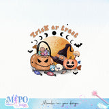 Trick or treat sublimation design, png for sublimation, Retro Halloween design, Halloween styles