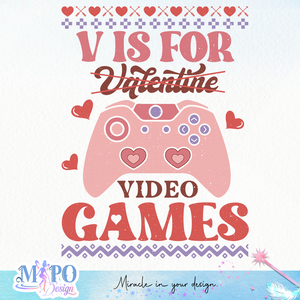 V Is For Valentine Video Games SVG design, svg for sublimation, Valentine SVG, Retro Valentine ugly sweater SVG