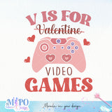 V Is For Valentine Video Games SVG design