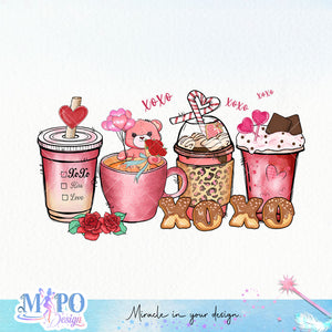 Valentine XoXo coffee sublimation design, png for sublimation, Valentine PNG, Valentine coffee PNG