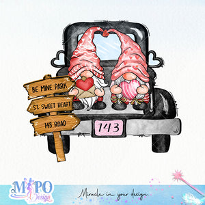 Valentines Truck sublimation design, png for sublimation, Valentine PNG, Valentine Gnome vibes PNG