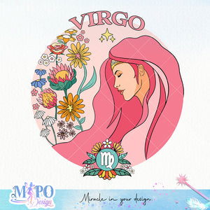 Virgo sublimation design, png for sublimation, Zodiac PNG, Birthday PNG