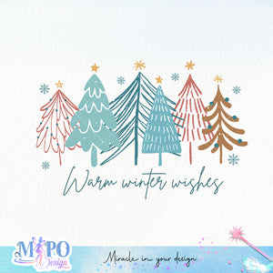 Warm winter wishes sublimation design, png for sublimation, Christmas PNG, Retro Christmas Blue PNG