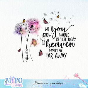 We know you'd be with us today if heaven wasn't so far away sublimation design, png for sublimation, memorial PNG