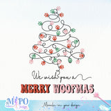 We wish You A Merry woofmas design, png for sublimation, Christmas PNG, Christmas lights PNG