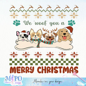 We woof you a Merry Christmas design, png for sublimation, Christmas PNG,  Christmas SVG