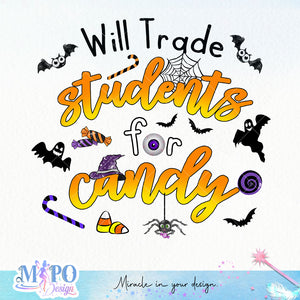 Will Trade Students for Candy sublimation design, png for sublimation, Retro Halloween design, Halloween styles