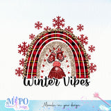 Winter vibes sublimation design, png for sublimation, Rainbow PNG, Christmas rainbow PNG