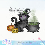 Witch Vibes sublimation design, png for sublimation, Witch PNG, Halloween characters PNG