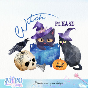 Witch, please sublimation design, png for sublimation, Halloween characters, Witch cat, Spooky design