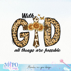 With God all things are possible sublimation design, png for sublimation, Retro sunflower PNG, hobbies vibes png